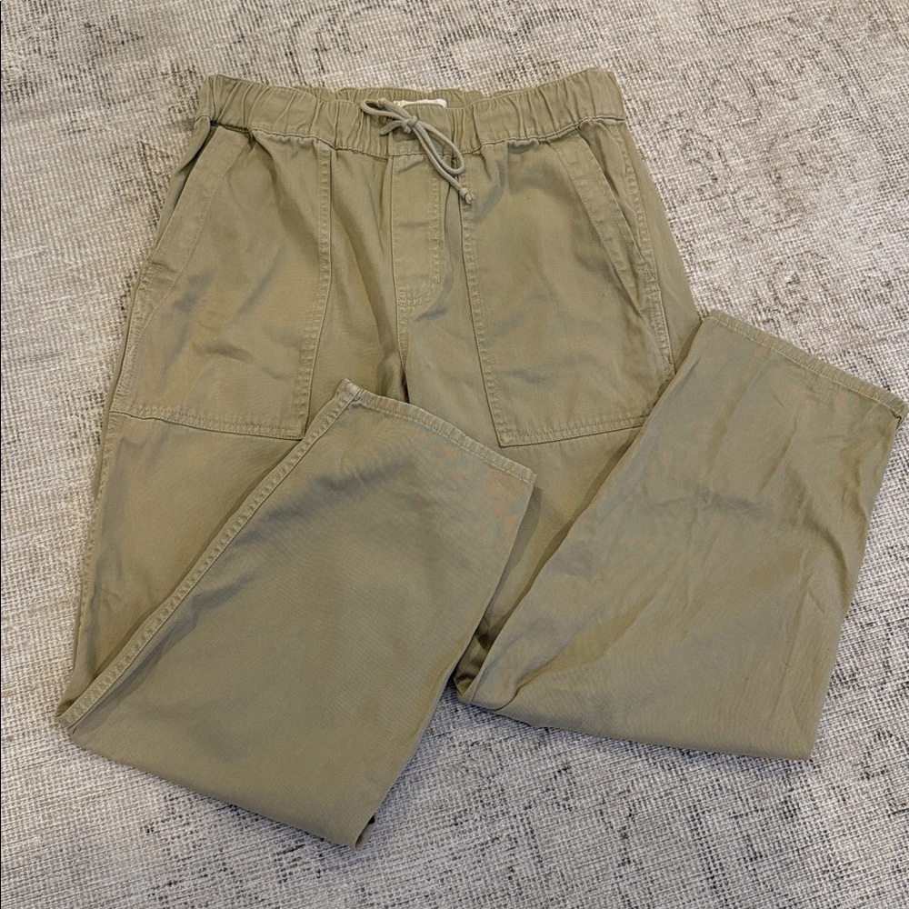 Madewell Pants Womens S Cotton Tan Trousers Drawstring & Pockets Straight Leg